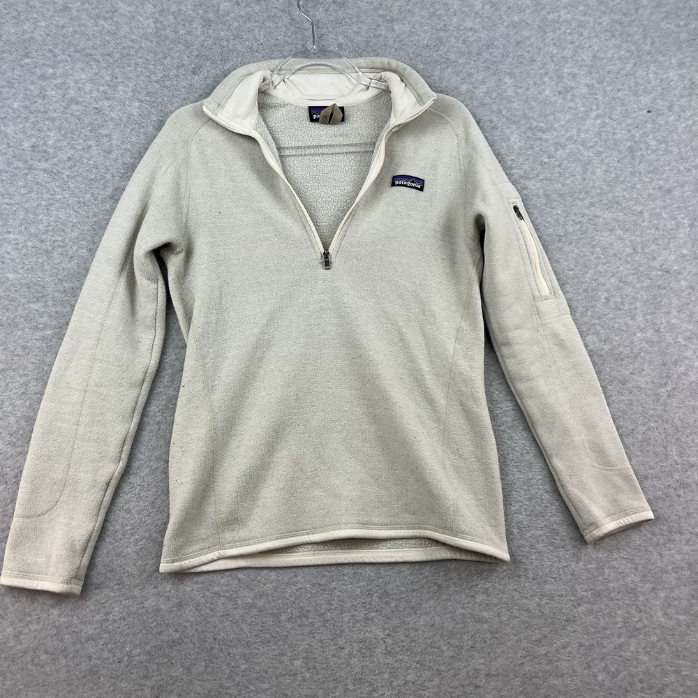 PATAGONIA Better Sweater 1/4 Zip Fleece Jacket Women's Size S Oyster White